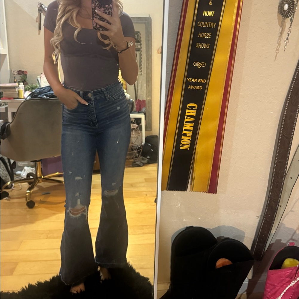 BKE Blue Flare Wide Leg Jeans Retro Style